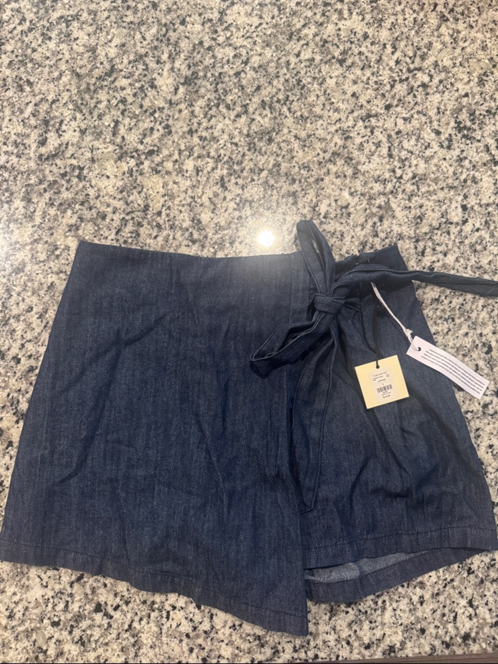 Francesca’s Dark Indigo Denim Wrap Skort with Side Tie